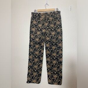 Lauren Ralph Lauren flat front pants trousers size 8 black brown floral